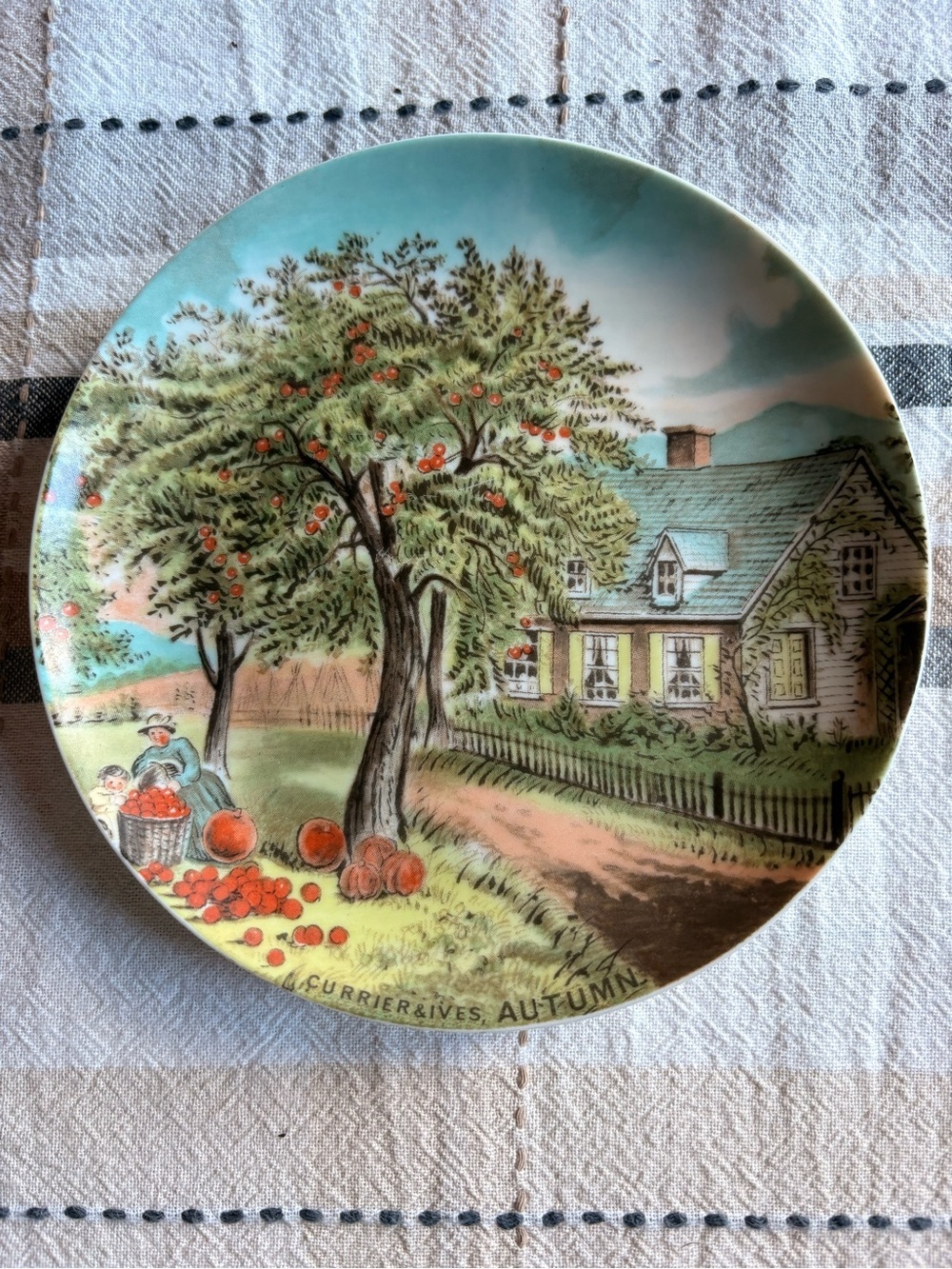 Vintage Currier And Ives Decorative Collector’s Plate Fall Autumn Season